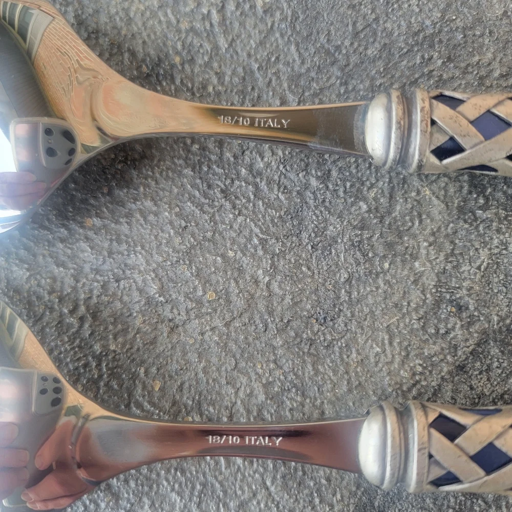 Bugatti Aladdin Antique Blue Stainless Steel Salad Server Set